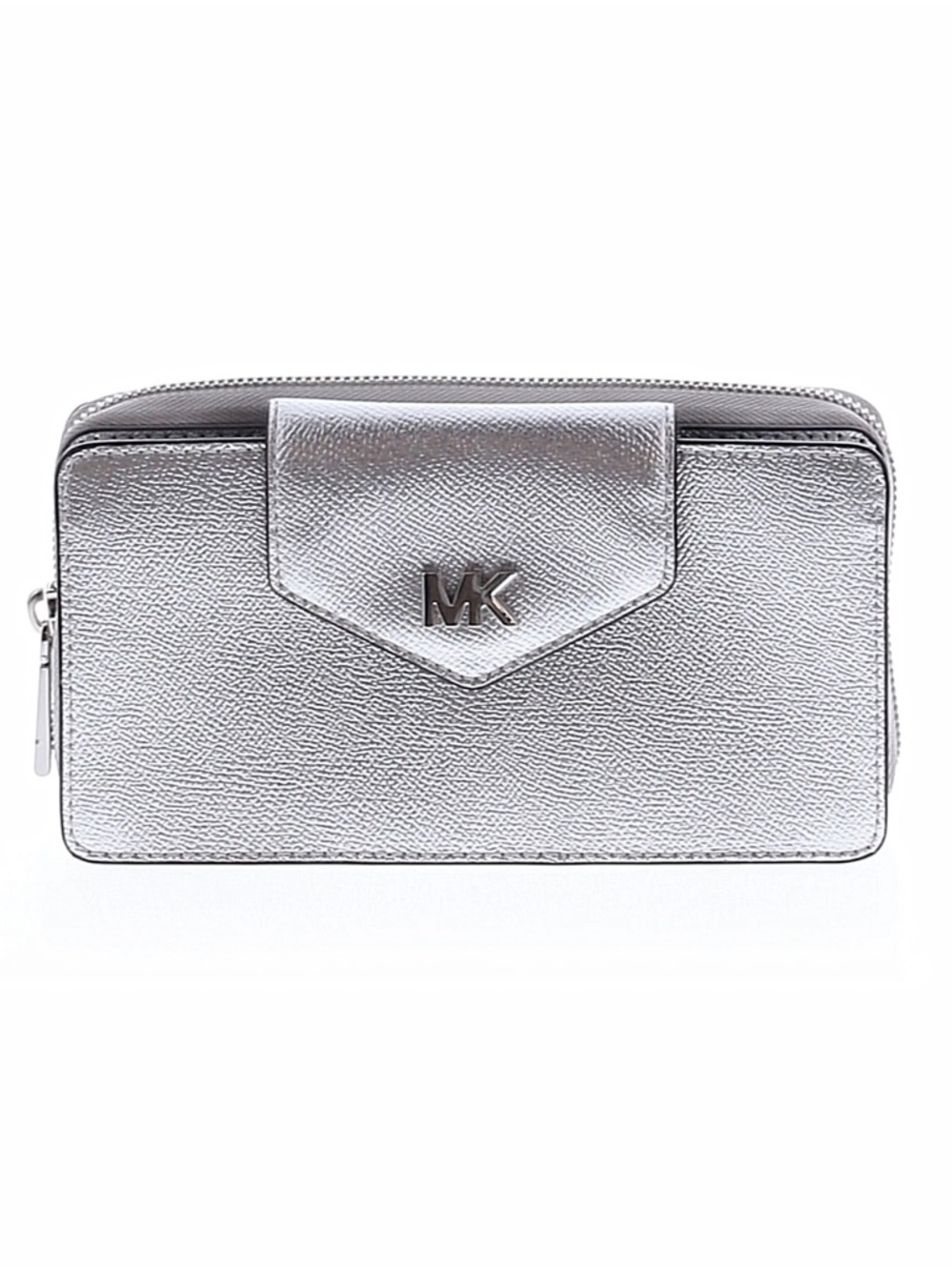 Michael Kors Silver Metallic Leather convertible Wallet or crossbody